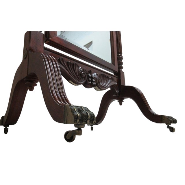 Ethan Allen 18th Century Mahogany Cheval Dressing Mirror Claw Foot Chippendale For Sale - Image 15 of 16