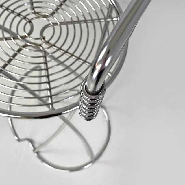 Postmodern Italian Chromed Metal Round Base Stool with Footrest For Sale - Image 10 of 18