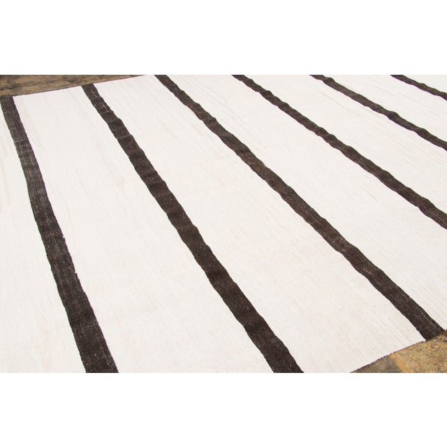 Traditional Vintage Turkish Kilim Hemp Rug With Stripes by Rug & Kilim, 1950-1959 For Sale - Image 3 of 9
