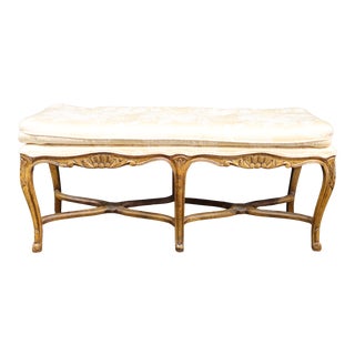 Louis XV Style Carved Walnut Window Bench For Sale