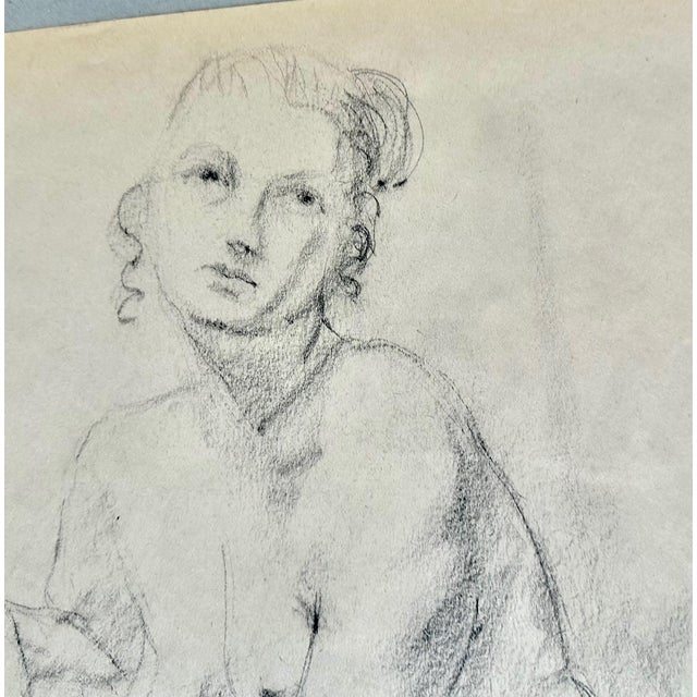 Pair Mid-Century Nude Man & Woman Drawings For Sale In Palm Springs - Image 6 of 14