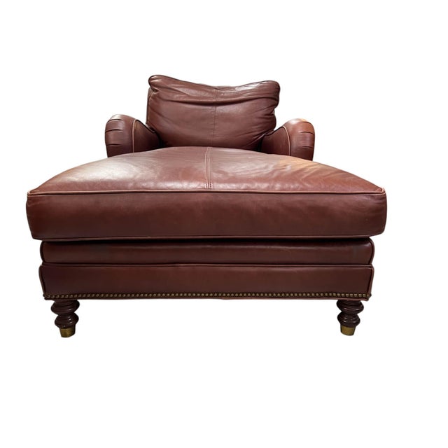 Classic Leather Chaise Lounge For Sale In West Palm - Image 6 of 16