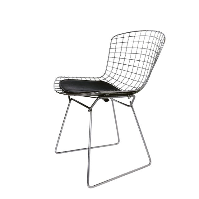 Chrome Bertoia Side Chairs With Fabric Seat Pads for Knoll (Two Available) For Sale In Austin - Image 6 of 12