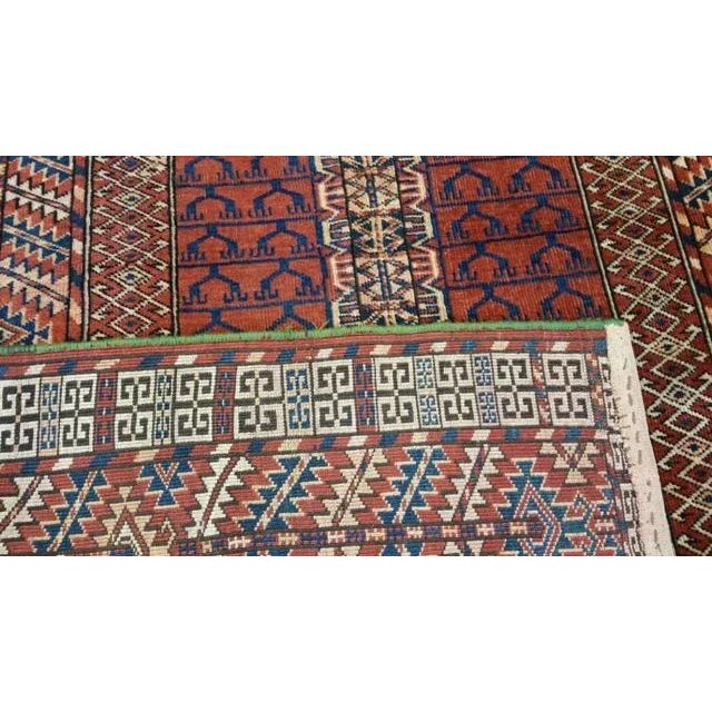 1900 - 1909 Early 20th Century Antique Tekke Turkoman Handmade Rug - 3′7″ × 4′8″ - Size Cat. 3x5 4x6 For Sale - Image 5 of 7