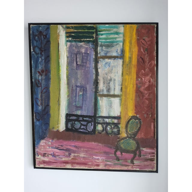 1947 Interior Oil Painting on Linen by Swedish Artist Ulla Borgstrom For Sale - Image 16 of 17