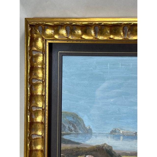 Italian 19th Century Neopolitan Italian Gouache Painting of Bay of Naples For Sale - Image 3 of 5