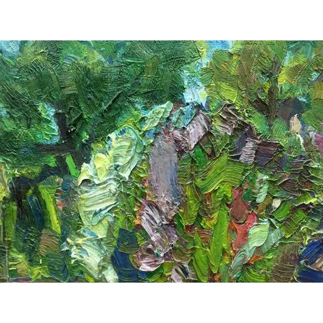 1980s 1980s Abstract Oil Painting Green Garden Dupliy Sergey Alexandrov For Sale - Image 5 of 8