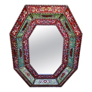 Spanish Colonial Style Giltwood and Verre Églomisé Mirror For Sale