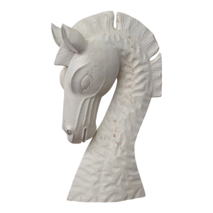 Hand Carved Mid Century Etruscan Style Horse Bust