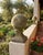 Pair of Vintage Neoclassical Cast Stone Sphere Garden Finials on Pedestal Bases For Sale - Image 9 of 12