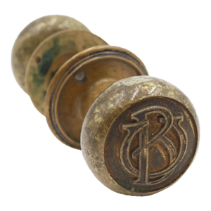 Vintage Emblematic BU Brass Door Knob Set