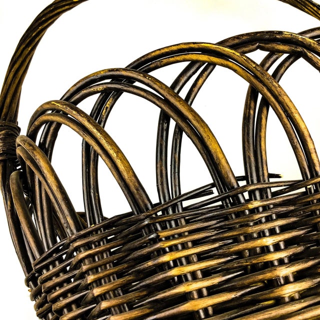 Wood Vintage Extra Large French Fruit Flower Basket For Sale - Image 7 of 13