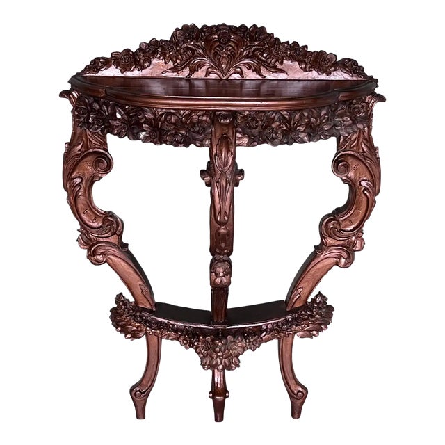 19th French Regency Wall Carved Walnut Console Table For Sale