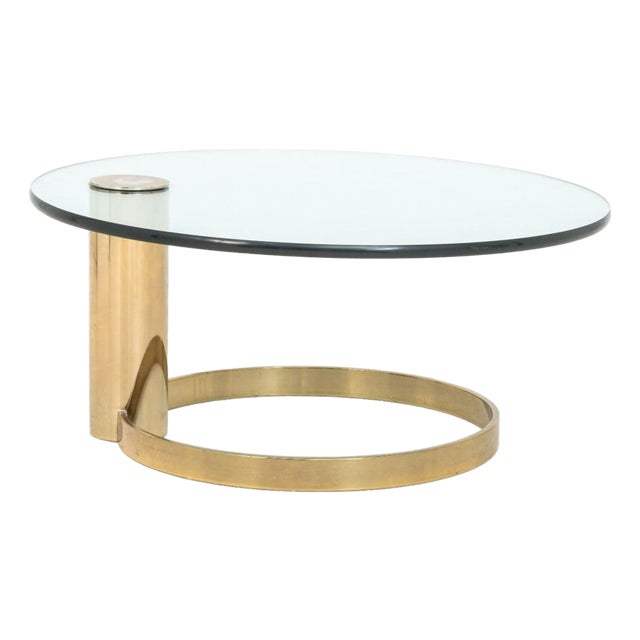 Modern Circular Glass Top Gilt Metal Coffee Table For Sale