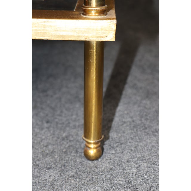 Pair Directoire Style Brass and Giltwood Eglomise Top End Tables For Sale - Image 11 of 13