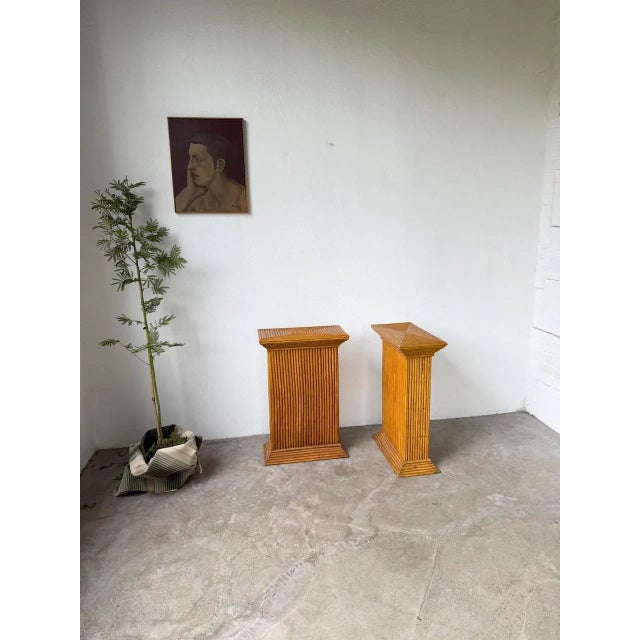 1960s Pedestals in Rattan, 1960s, Set of 2 For Sale - Image 5 of 18