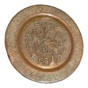 Moroccan Bronze Tray With Birds