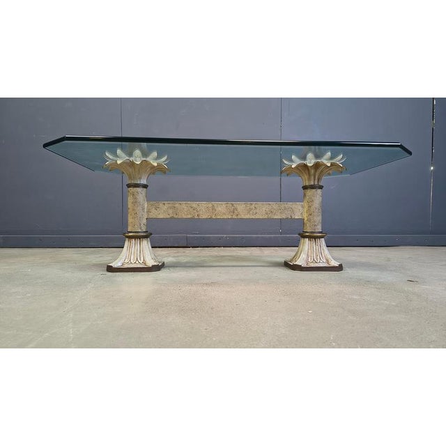 1960s Vintage Cast Iron and Glass Flower Coffee Table, 1960s For Sale - Image 5 of 10