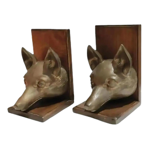 Pair of 1970s Sarreid Ltd. Fox Head Bookends