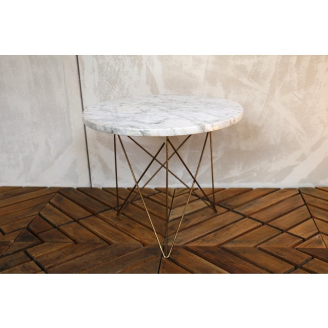 Vintage Marble Top and Tripod Wire Base Side Table, 1960s For Sale - Image 4 of 18