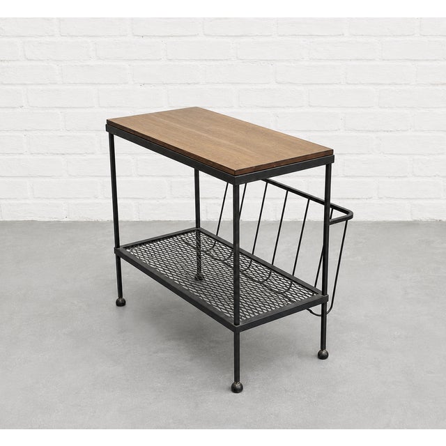Mid Century Modern Industrial Black Metal Magazine Stand / Side Table, C. 1960's For Sale - Image 9 of 11