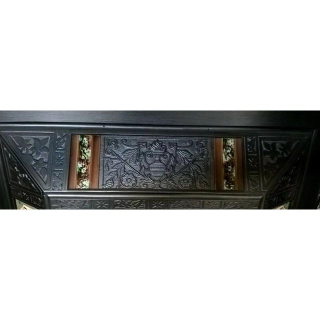 Antique Cast Iron Fireplace Insert with Decorative Tiles For Sale - Image 6 of 18