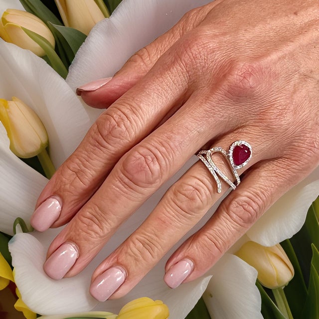 Natural Ruby Diamond Ring 6.5 14k W Gold 2.32 TCW Certified For Sale - Image 18 of 18