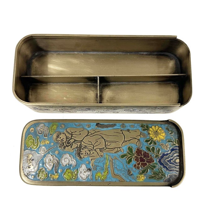 Late 19th Century Antique Chinese Scholar's Writing Box, Paktong & Champleve For Sale In Los Angeles - Image 6 of 8