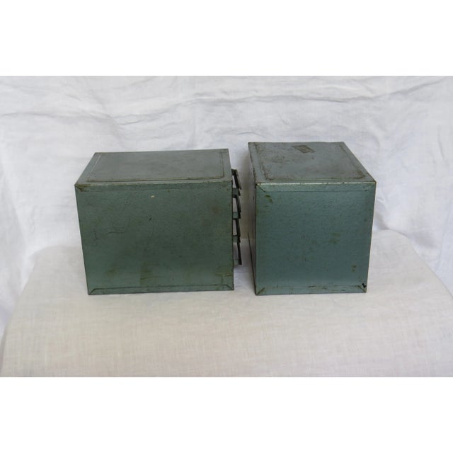 Teal Mid-Century Teal Gray Metal Industrial Desktop Drawers Chests- Set of 2 For Sale - Image 8 of 10