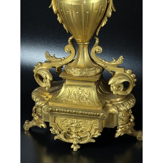 French Napoleon III Gilt Bronze Clock Garniture with Japy Frères Movement, France, Set of 3 For Sale - Image 13 of 18