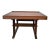 Vintage Studio-Made Square End Table With Cognac Leather Inset Top & Architectural Trestle Base, Mid-Century For Sale