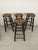 Brutalist Stools in Wood and Straw, 1950s, Set of 4, in Good conditions. Designed 1950 to 1959