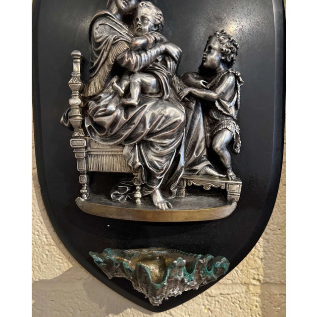 Early 20th Century French Silvered Pewter Virgin Mary Holy Water Stoup For Sale - Image 4 of 8