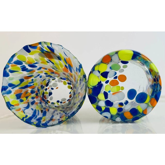 Murano Hand Blown Colorful Murano Art Glass Tumblers Set of 2 For Sale - Image 4 of 4