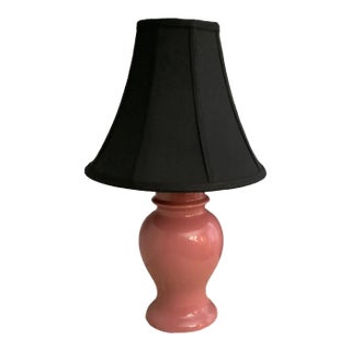 Pink Ginger Jar Lamp With Black Shade For Sale
