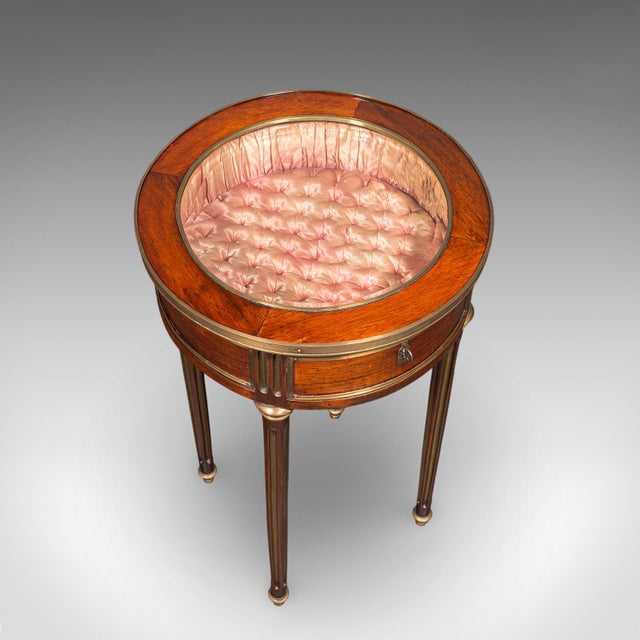 Brown Antique Bijouterie Table, French Kingwood, Brass Glazed Vitrine, Victorian, 1870 For Sale - Image 8 of 12