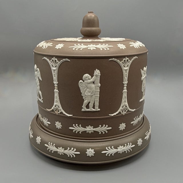 Large Antique Adams Brown Jasperware Stilton Cheese Dome and Stand, England, c.1880–1900 A substantial 4.3 kg English...