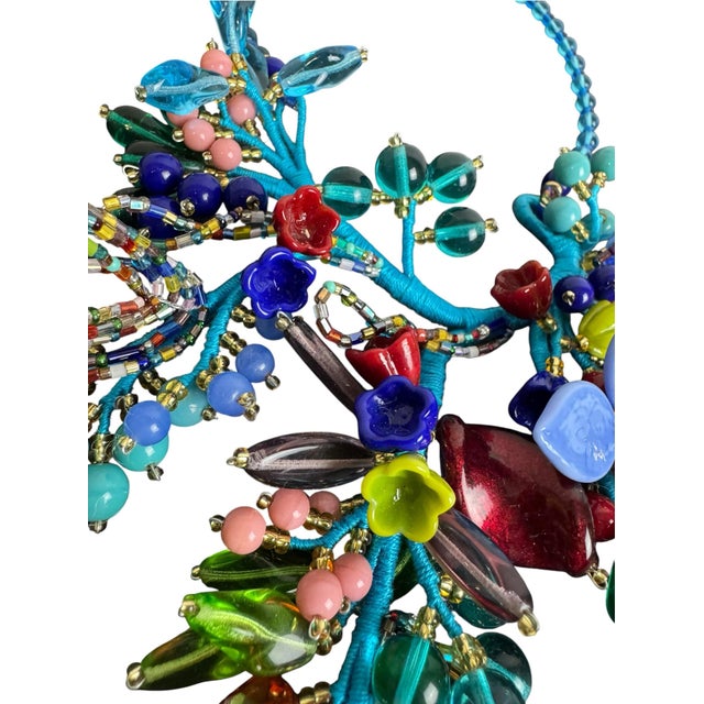 Boho Chic Vintage Venetian Murano Glass Statement Bib Necklace Designer 1992 Venice, Italy For Sale - Image 3 of 7