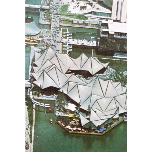 Mid-Century Modern 1967 Montreal Vintage Poster, Expo 67, Blue Background With For Sale - Image 3 of 4