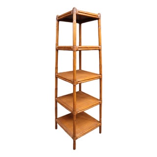 Ethan Allen Faux Bamboo & Rattan Etagere For Sale