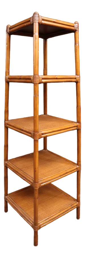 Ethan Allen Faux Bamboo & Rattan Etagere
