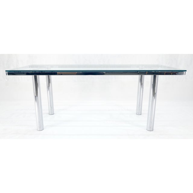 Transparent Tobia Scarpa Chrome Base Rectangle Glass Top 4 Cylinder legs Dining Table Mint! For Sale - Image 8 of 12