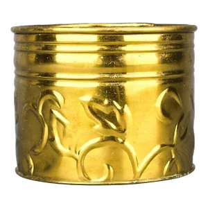 Vintage Brass Floral Embossed Planter