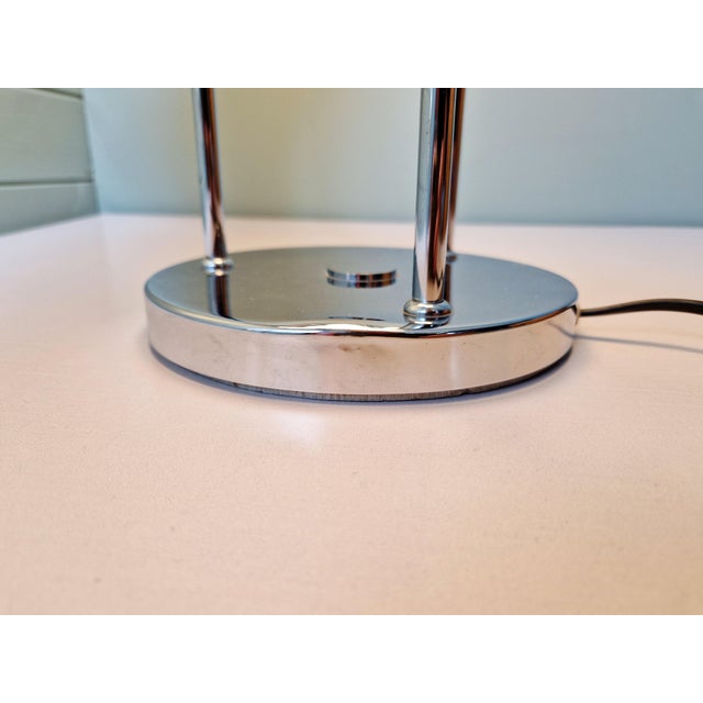 Space Age Floor Lamp in Chromed Metal and White Opaline Glass Globe from Sölken Leuchten, 1970 For Sale - Image 11 of 14