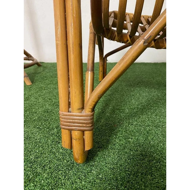 1960s Vintage Bent Bamboo and Rattan Armchair, 1960s For Sale - Image 5 of 9