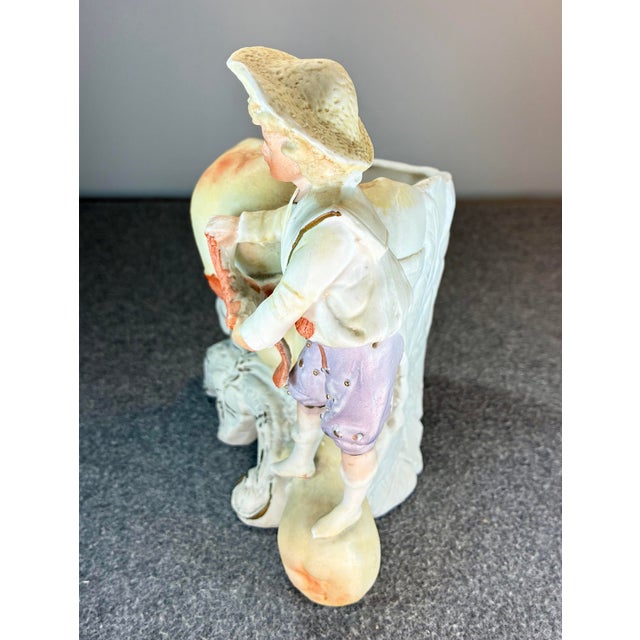 Figurative Antique Bisque Hand Painted Figural Planter For Sale - Image 3 of 8