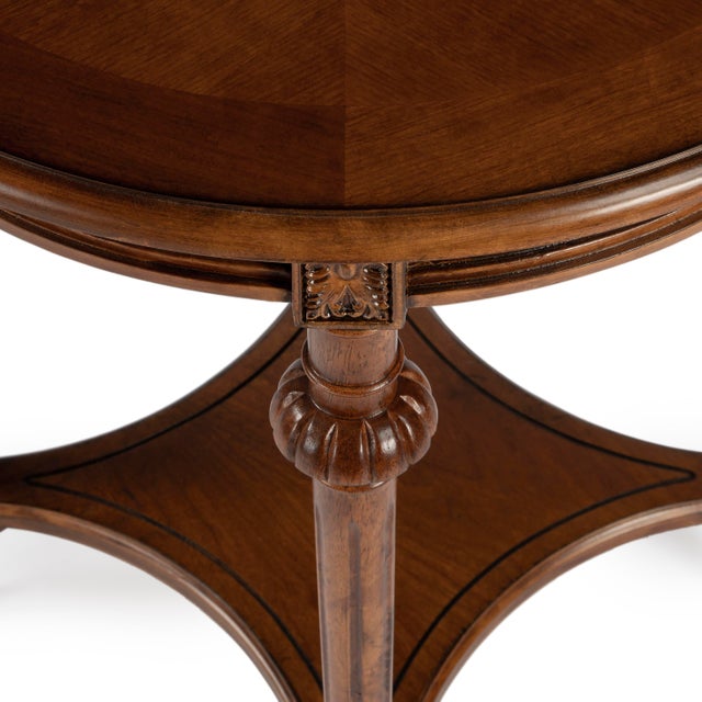 Brown Hellinger Round End Table, Medium Brown For Sale - Image 8 of 9