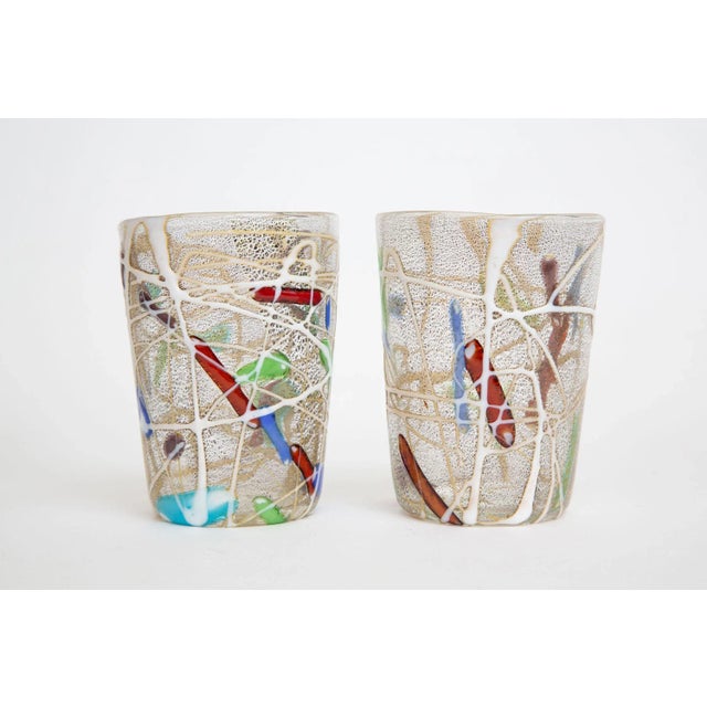 Vintage Italian Murano Style Hand Blown Abstract Glasses Barware Set of 6 90's For Sale - Image 11 of 13