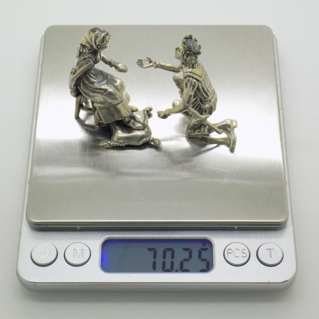 Vintage Italian Cinderella and Prince Silver 800 Figurine Duo by Arezzo Silversmiths, 1970s For Sale - Image 11 of 14