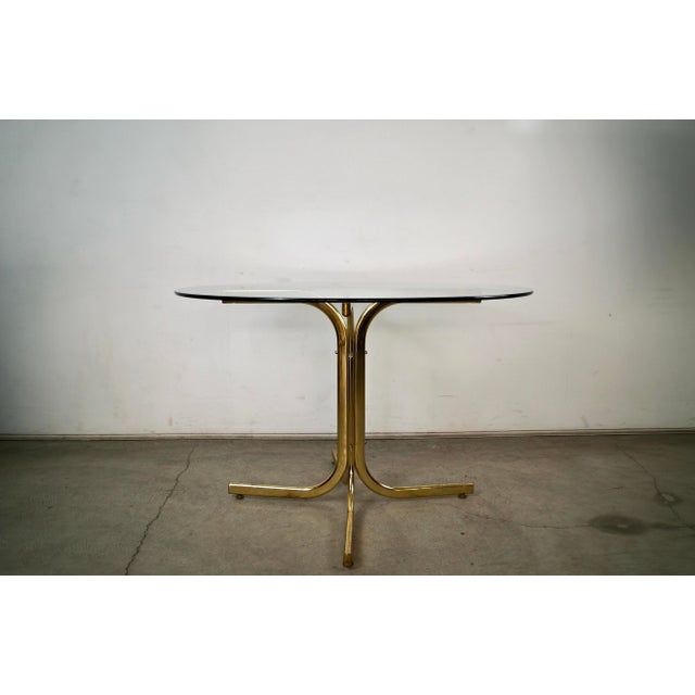 1980s 1980’s Hollywood Regency Brass & Glass Round Dining Table For Sale - Image 5 of 12